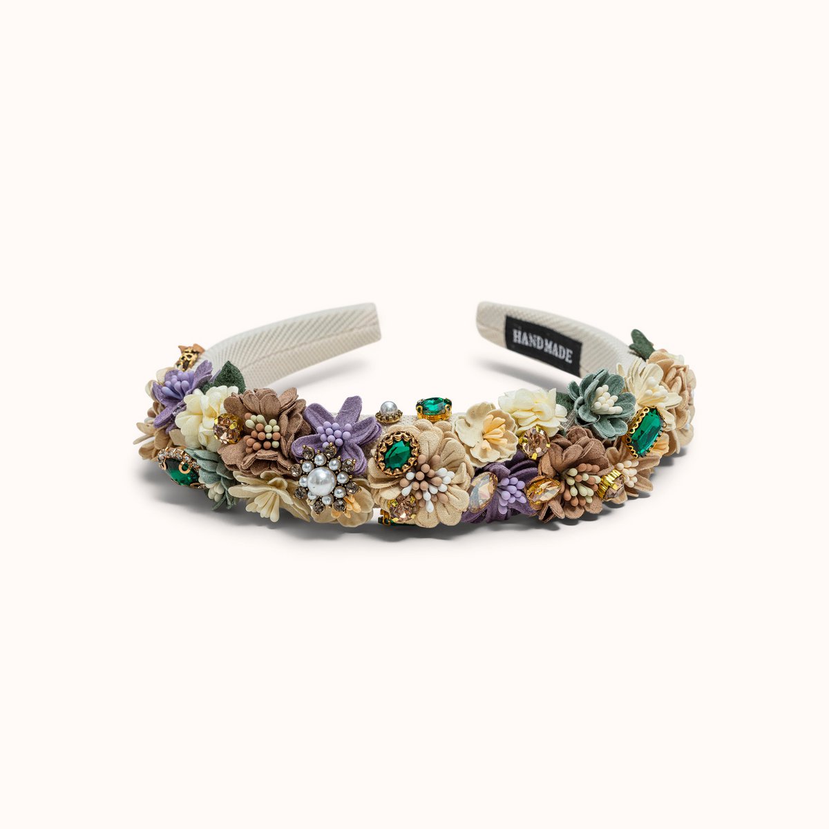 Hoofdband bloemen crème