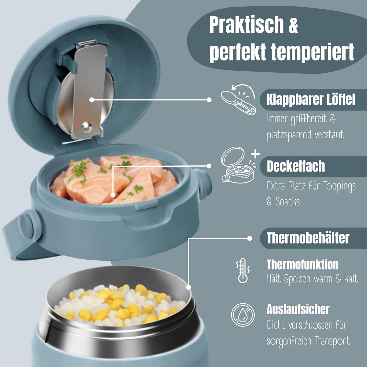 Thermoscontainer kinder RVS - blauw