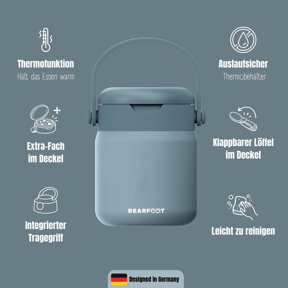 Thermoscontainer kinder RVS - blauw