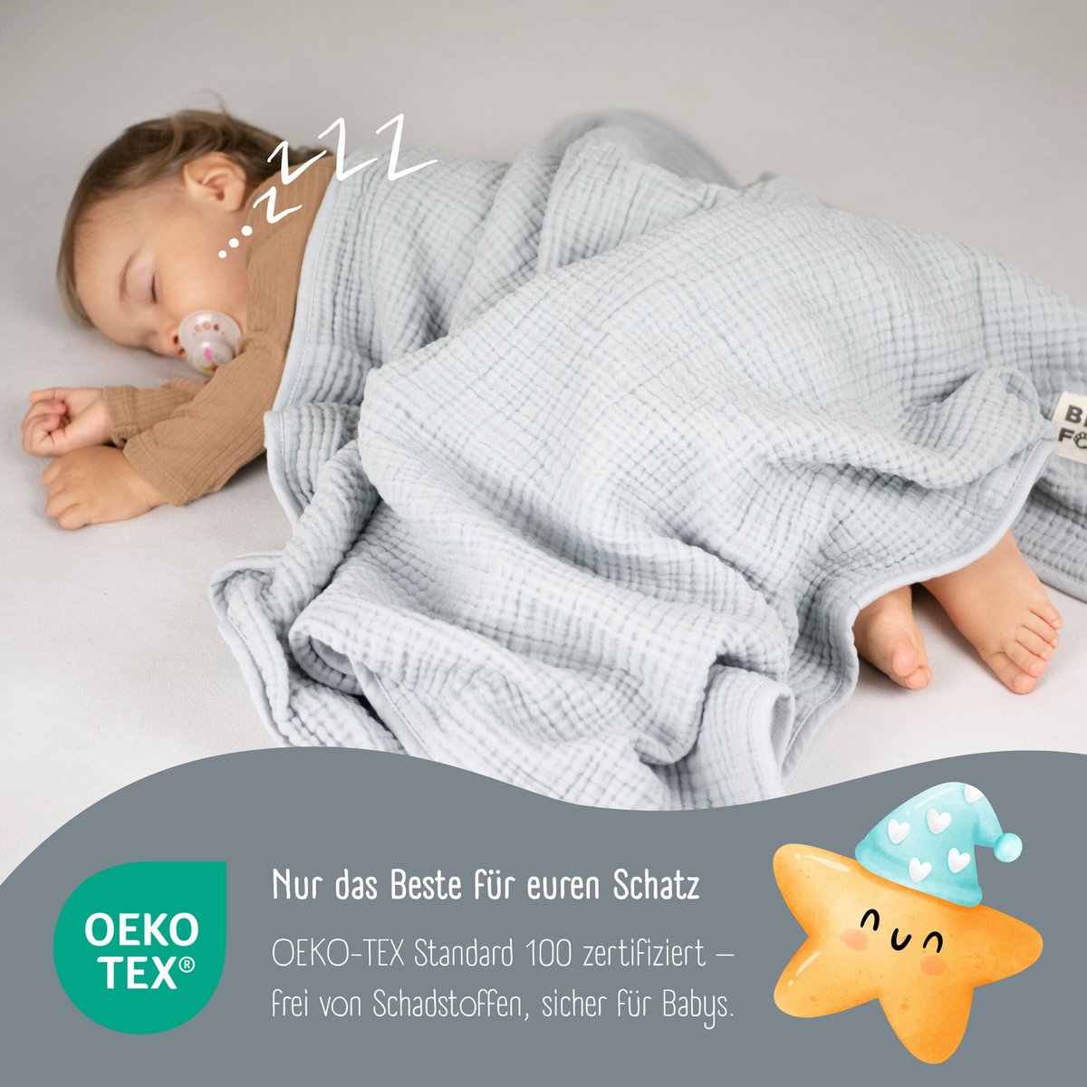 Babydeken mousseline fleece deken pluizig zacht - grijs
