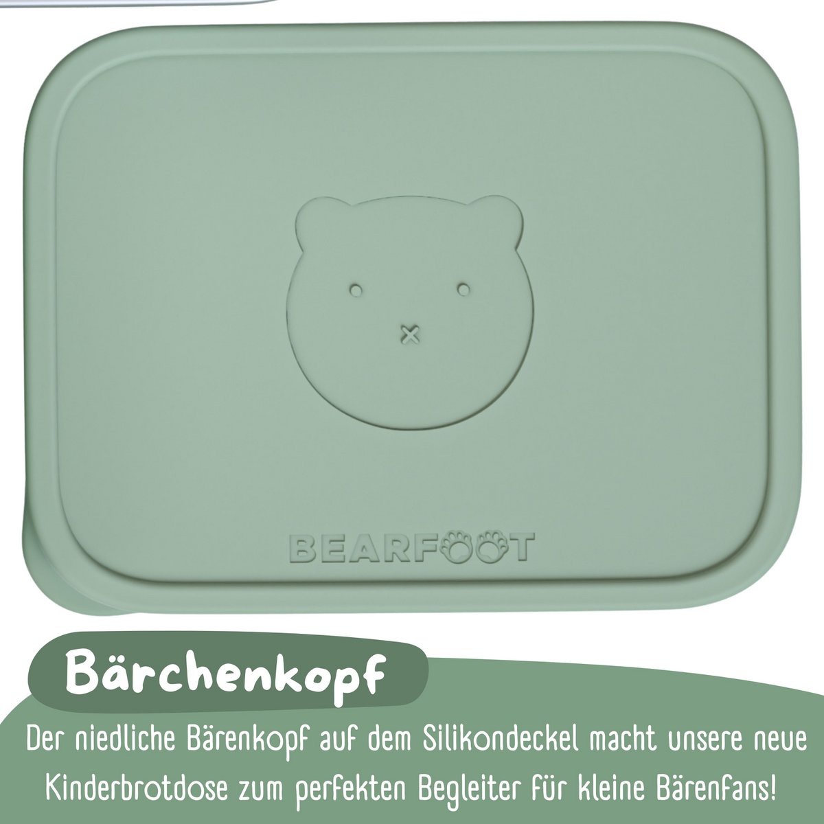 Lunchbox kinder RVS met siliconen inzetstuk - salie