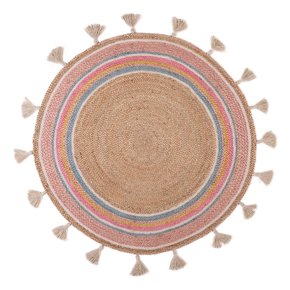 Smile jute kleed roze/multi Ø120 cm