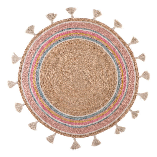 Smile jute kleed roze/multi Ø120 cm