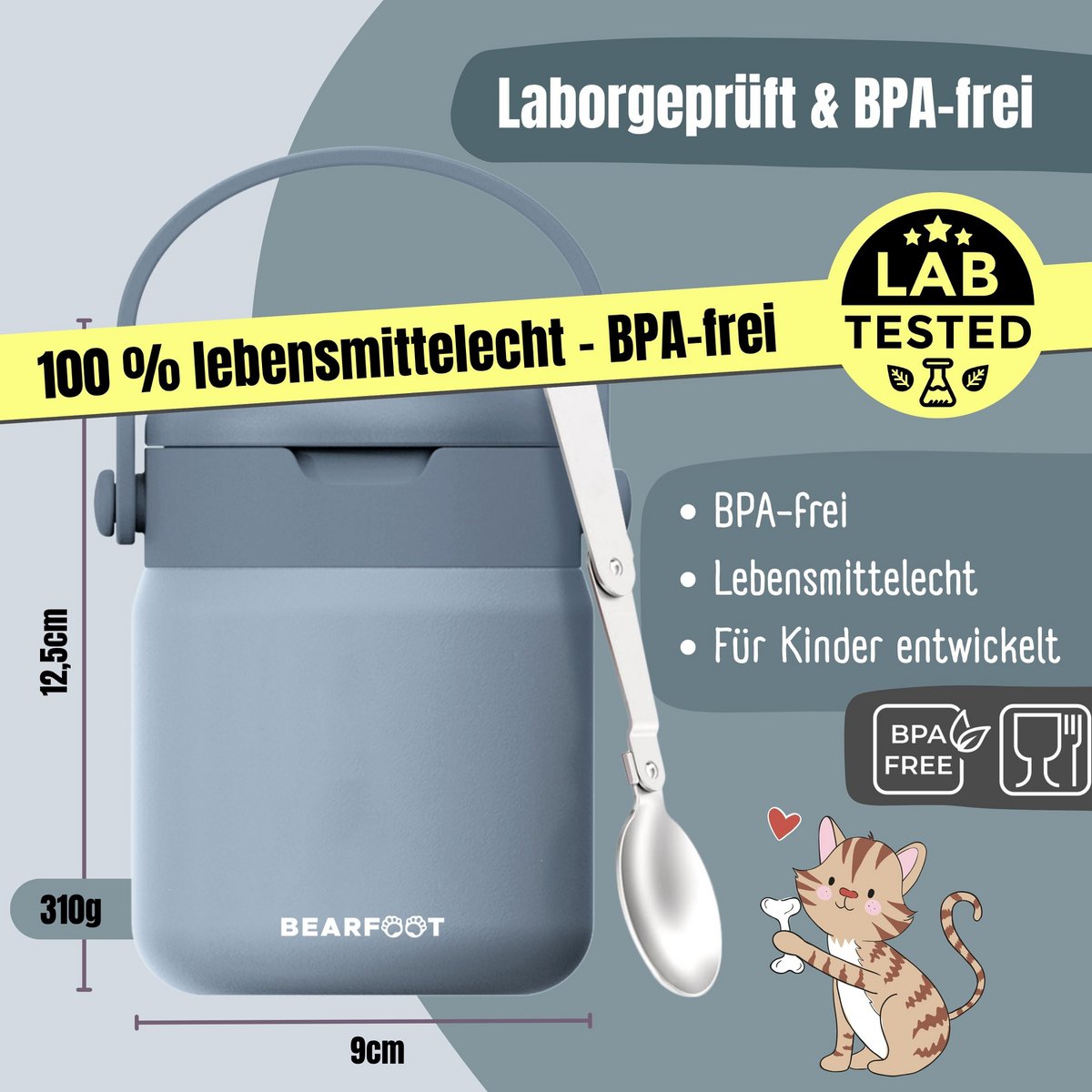 Thermoscontainer kinder RVS - blauw