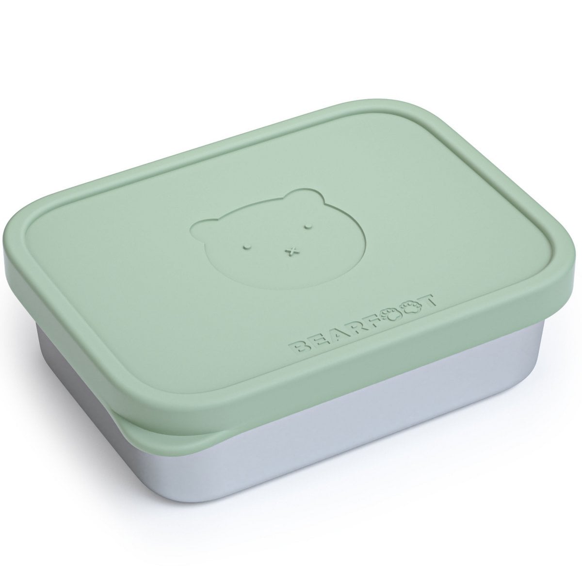 Lunchbox kinder RVS met siliconen inzetstuk - salie