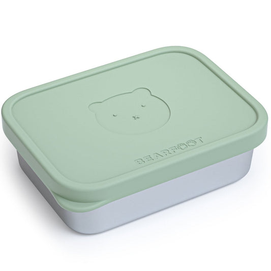 Lunchbox kinder RVS met siliconen inzetstuk - salie