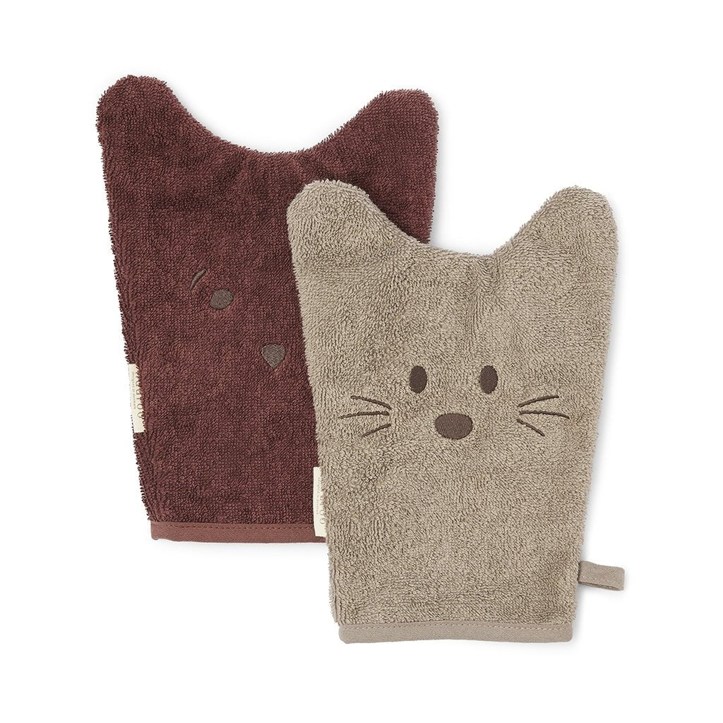 Nuuroo washandjes dierengezicht- 100% biologisch katoen- Deens Design - 2 stuks