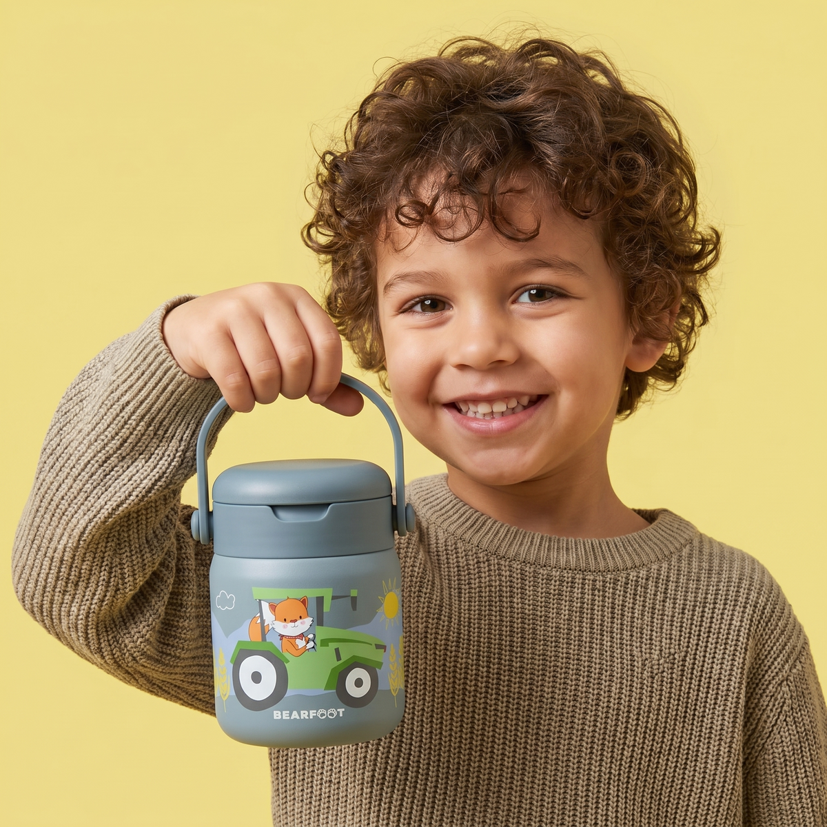 Thermoscontainer kinder RVS - tractor blauw