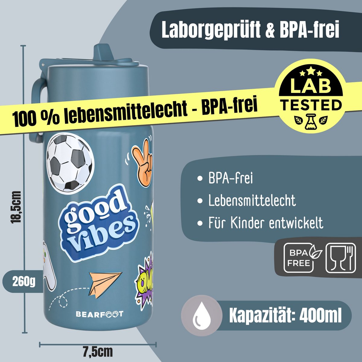 Thermo kinderdrinkfles RVS - sticker paars