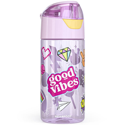 Drinkfles kinderen, lichte waterfles - sticker paars