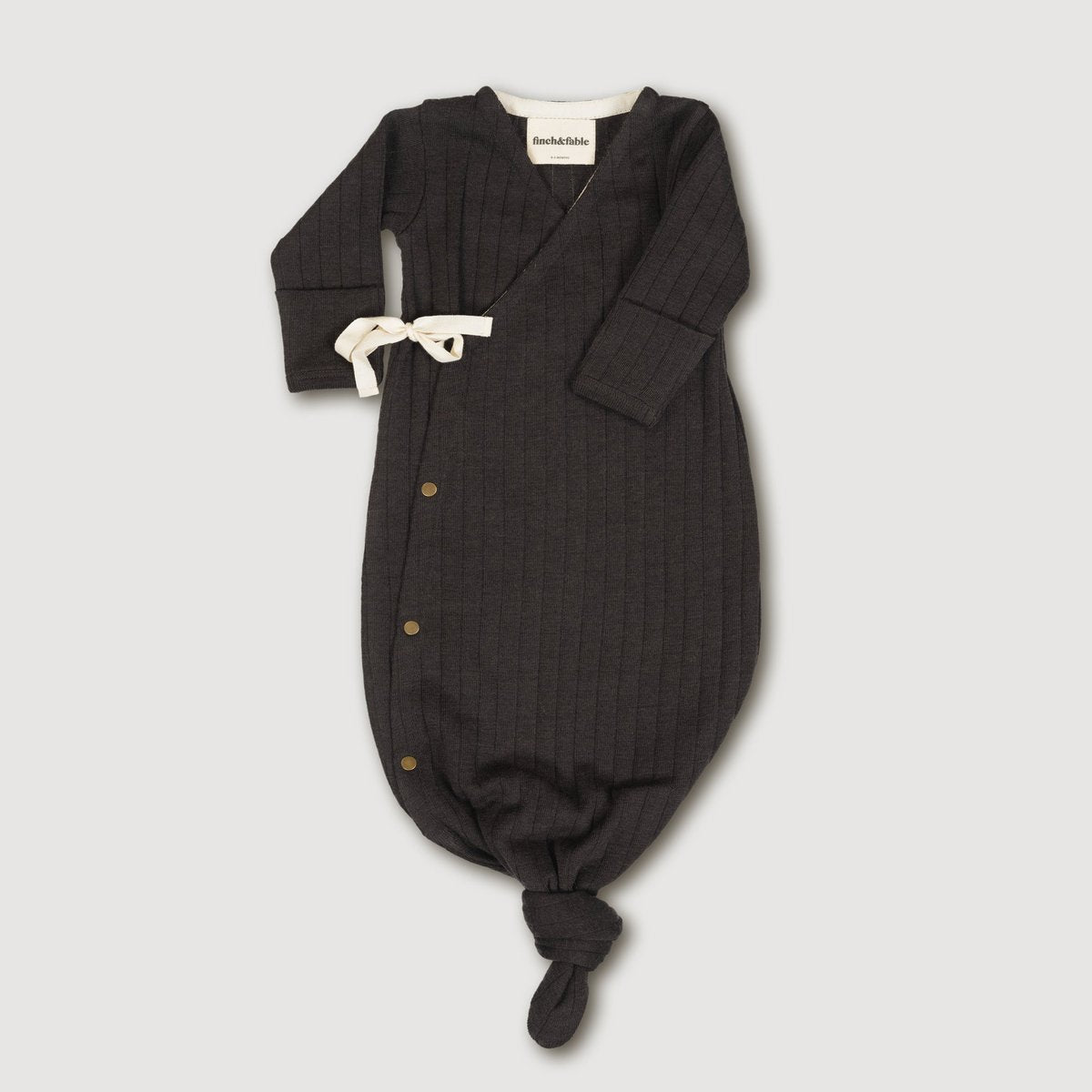Kimono baby suit van wollen ribstof - Storm