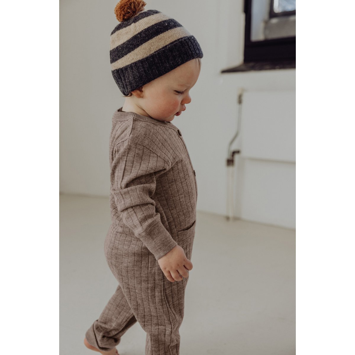 Wollen Rib Playsuit - Zand