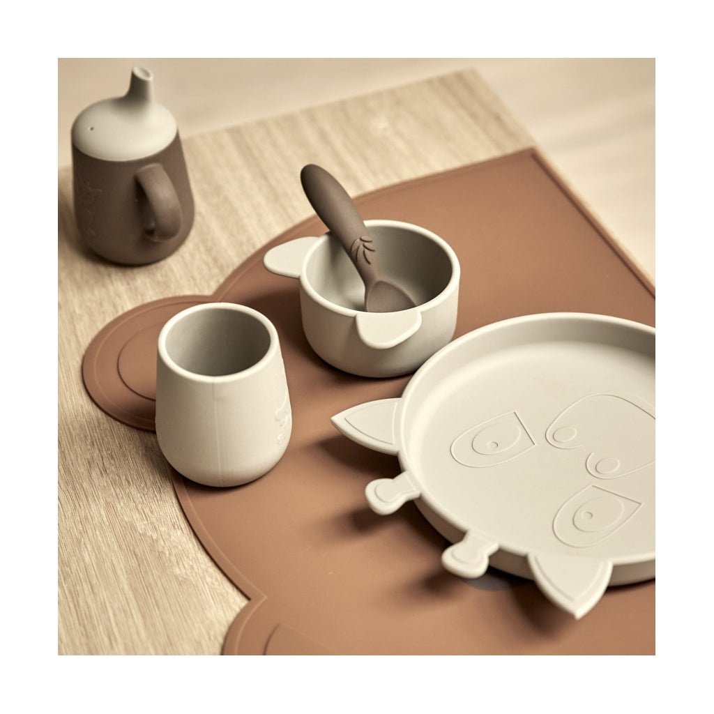 Lykke siliconen dinerset 4-pack Giraffe-Cobblestone