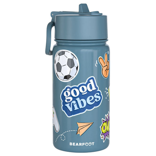 Thermo kinderdrinkfles RVS - sticker paars