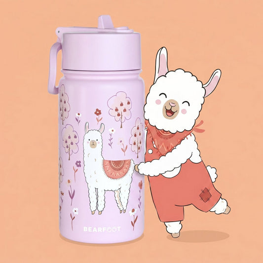 Thermo kinderdrinkfles RVS - lama alpaca paars