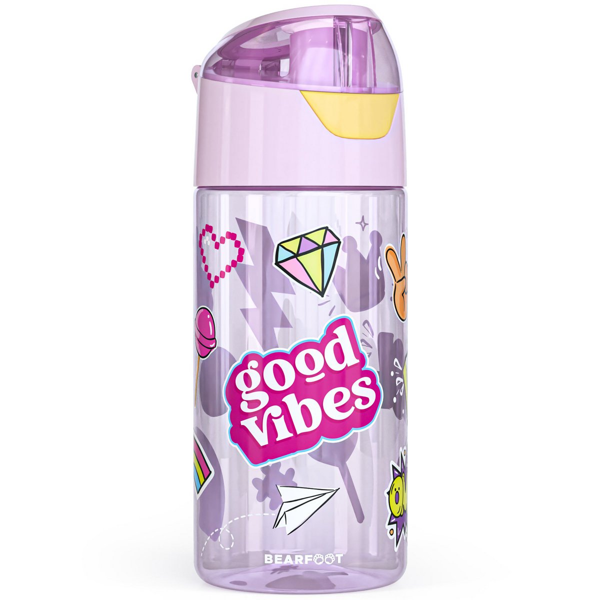 Drinkfles kinderen, lichte waterfles - sticker paars