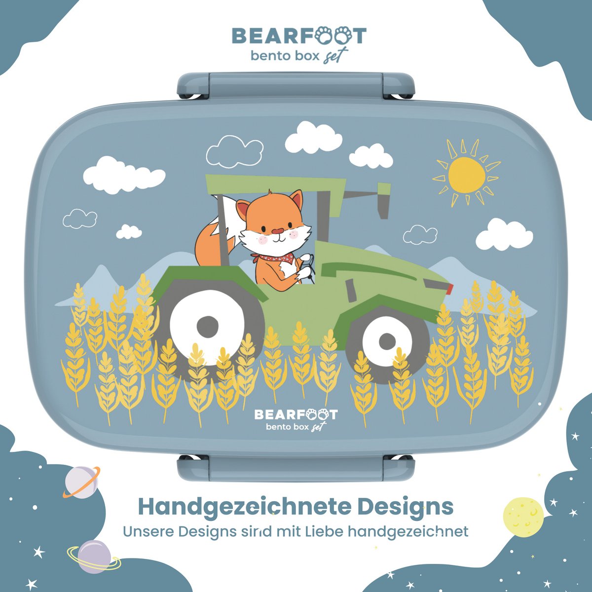 Kinderlunchbox met vakken, licht en lekvrij - tractor