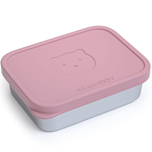 Lunchbox kinder RVS met siliconen inzetstuk - roze