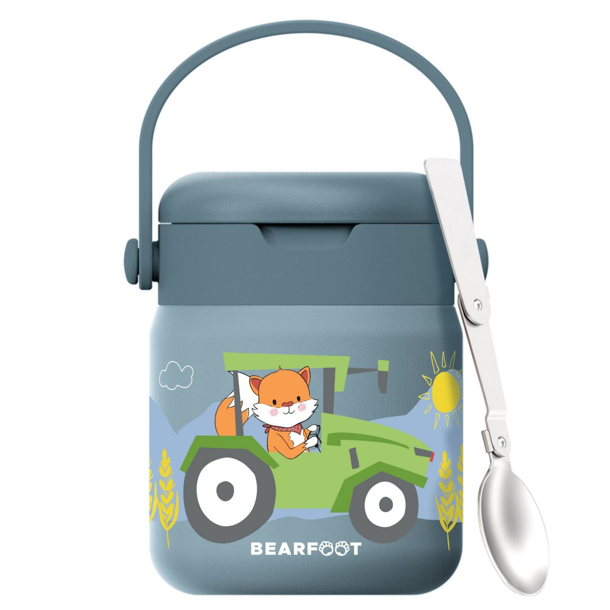 Thermoscontainer kinder RVS - tractor blauw