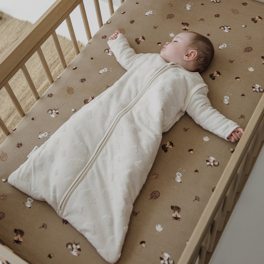 Meyco Studio slaapzak gevoerd afritsbare mouw jacquard badstof Clouds natural