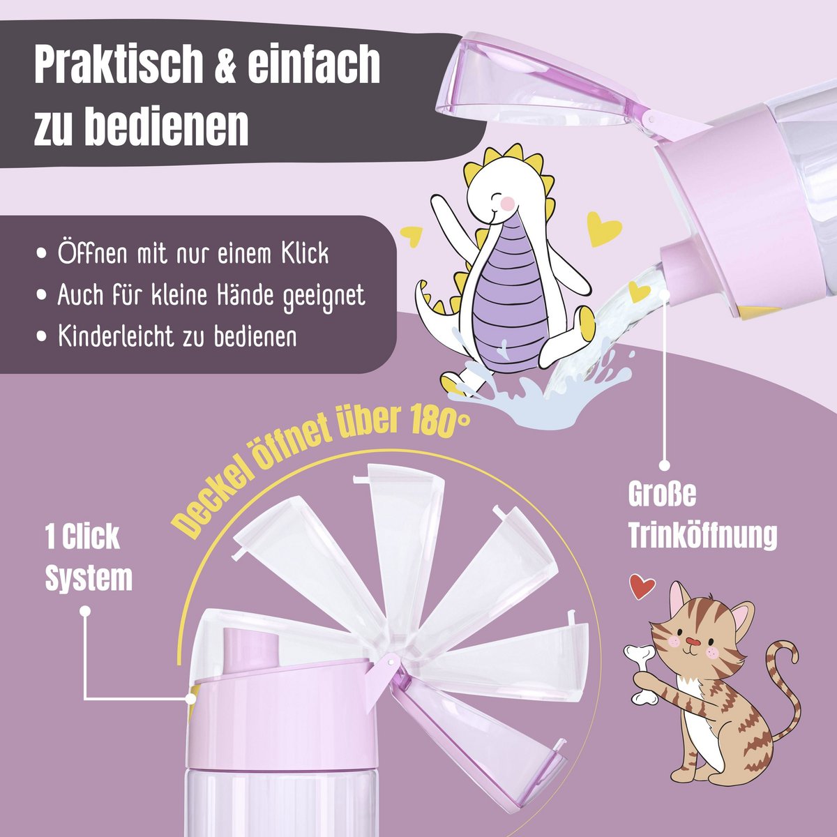 Kinderwaterfles, lichte waterfles - unicorn