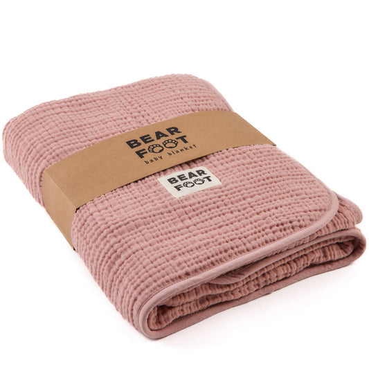 Babydeken mousseline fleece deken pluizig zacht - roze