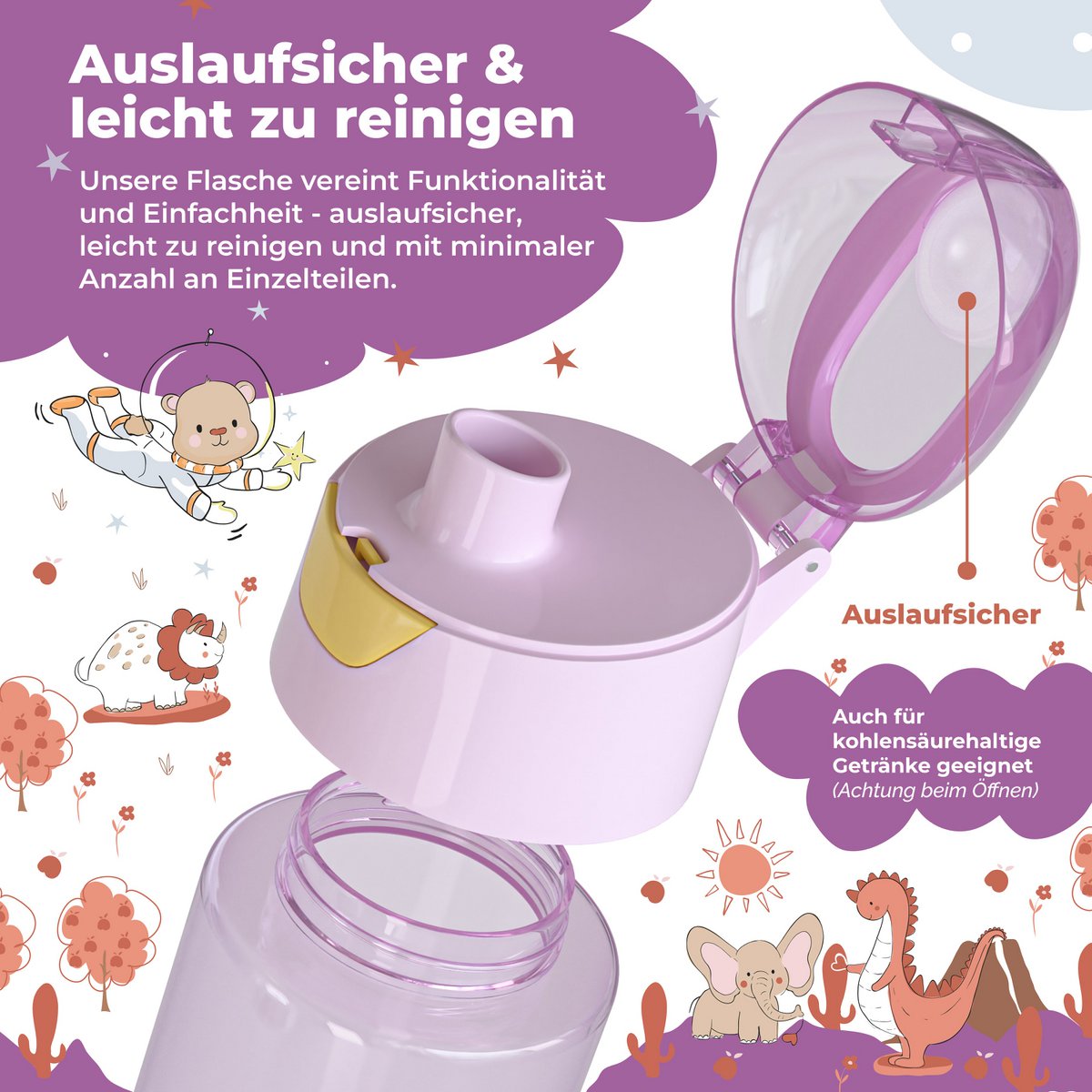 Drinkfles kinder lichtgewicht waterfles - hond & kat roze