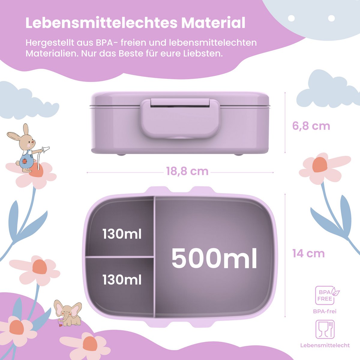 Kinderlunchbox met vakken, licht en lekvrij - Lama