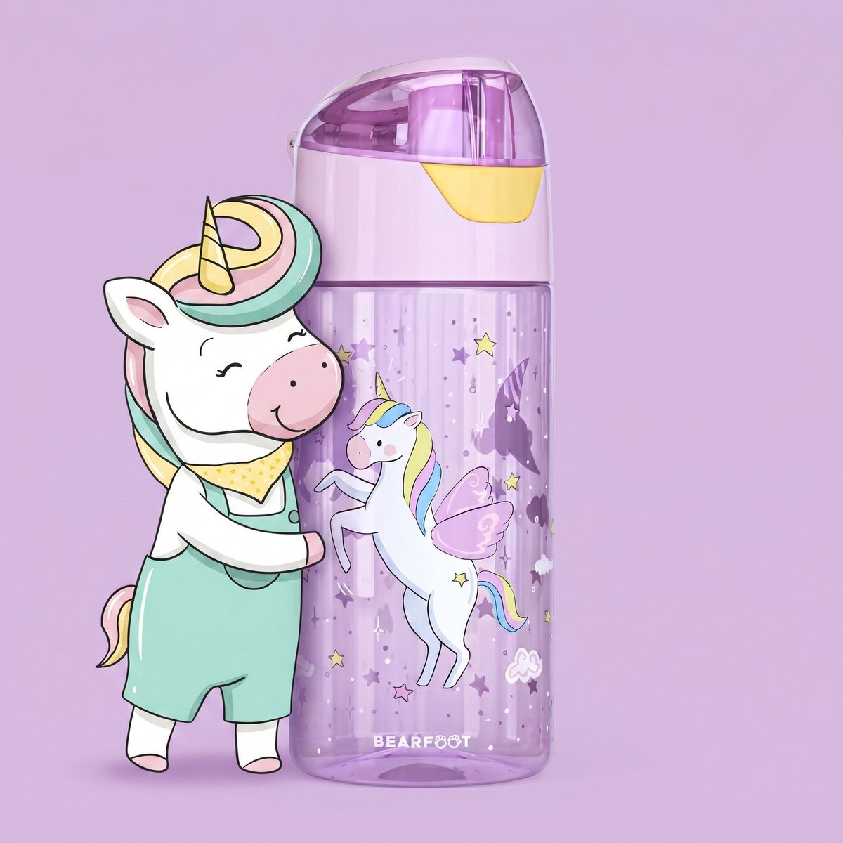 Kinderwaterfles, lichte waterfles - unicorn