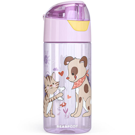 Drinkfles kinder lichtgewicht waterfles - hond & kat roze