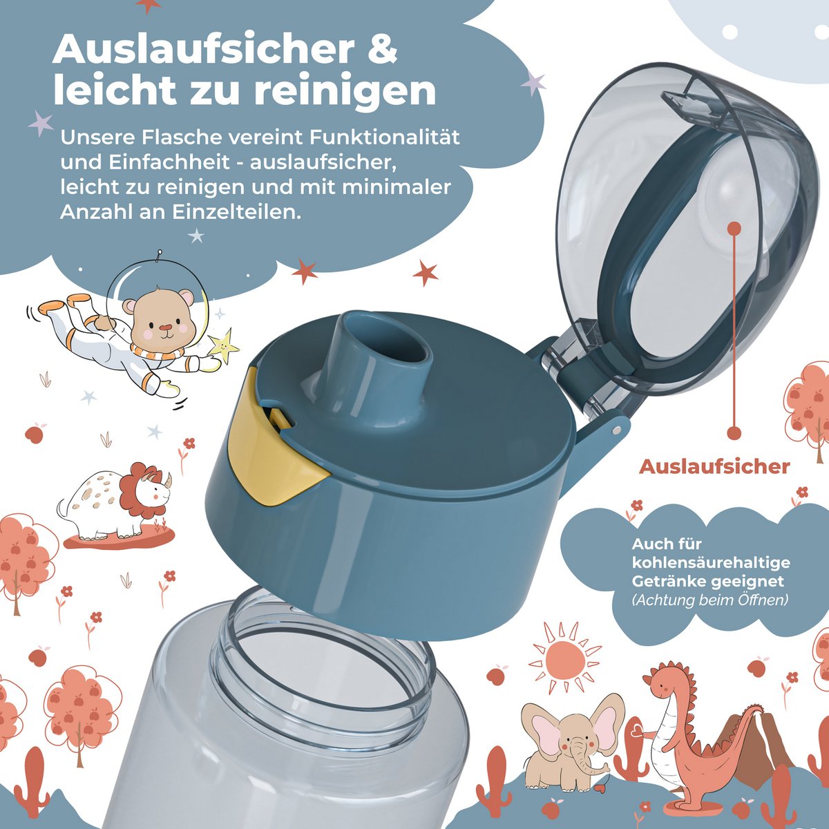 Drinkfles kinder lichtgewicht waterfles - hond & kat blauw