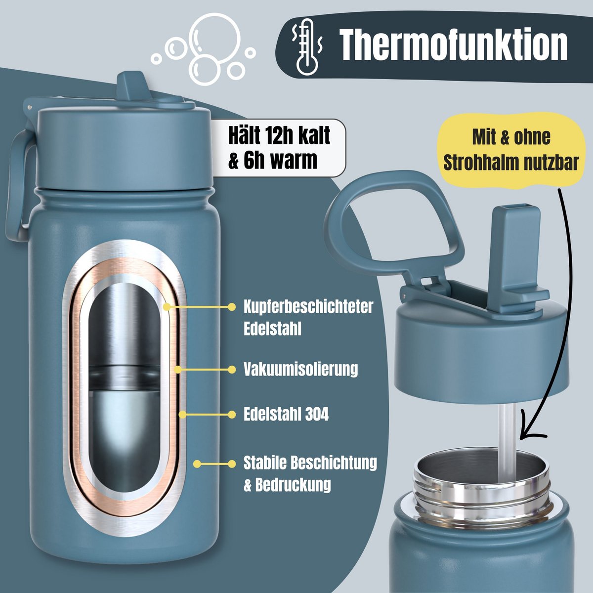 Thermo kinderdrinkfles RVS - sticker paars