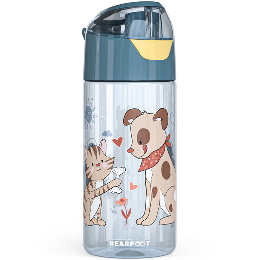 Drinkfles kinder lichtgewicht waterfles - hond & kat blauw