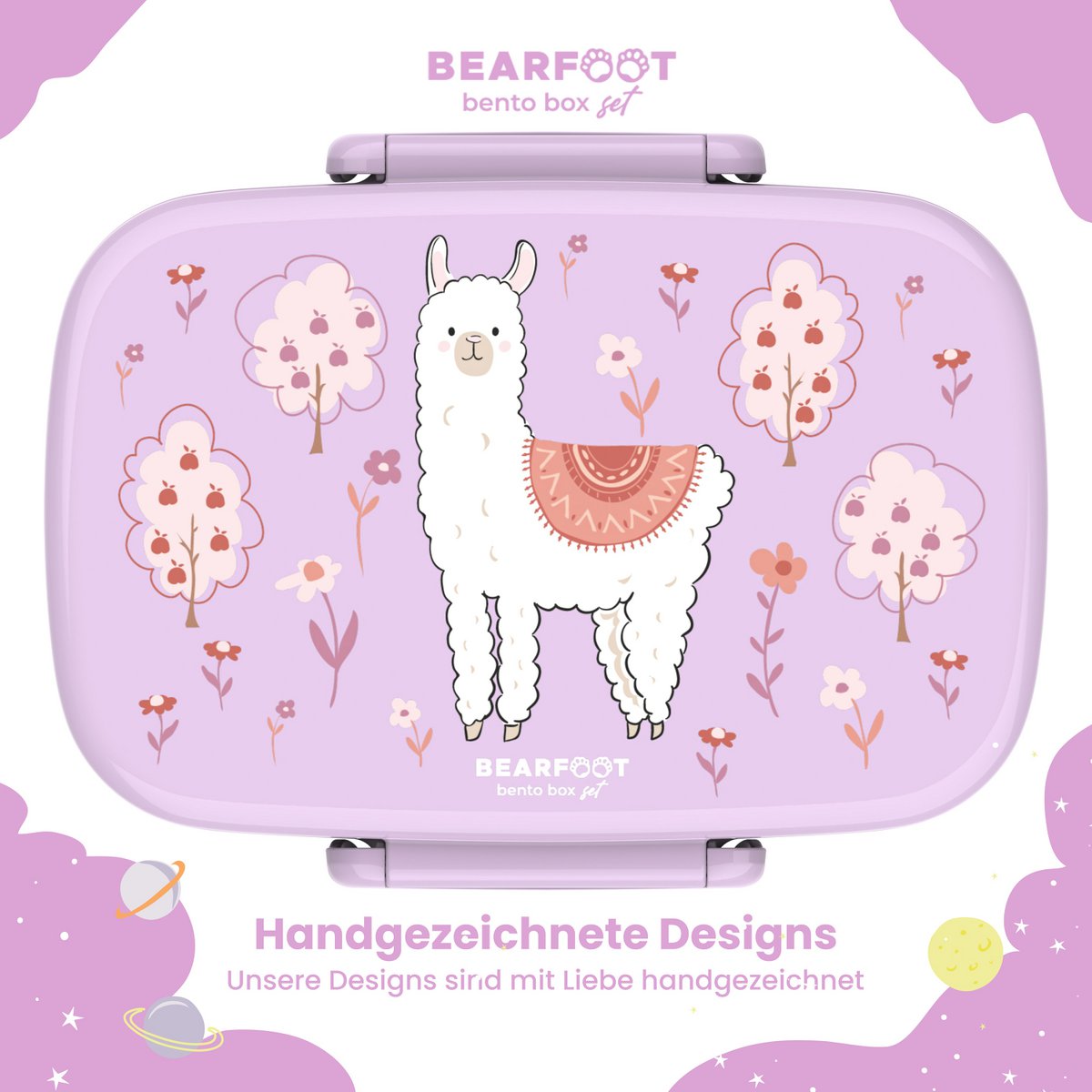 Kinderlunchbox met vakken, licht en lekvrij - Lama