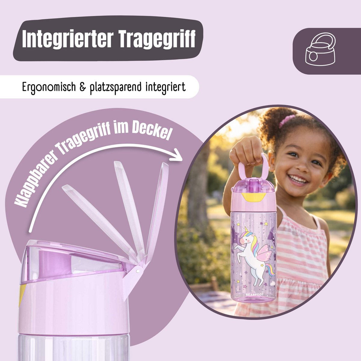 Kinderwaterfles, lichte waterfles - unicorn