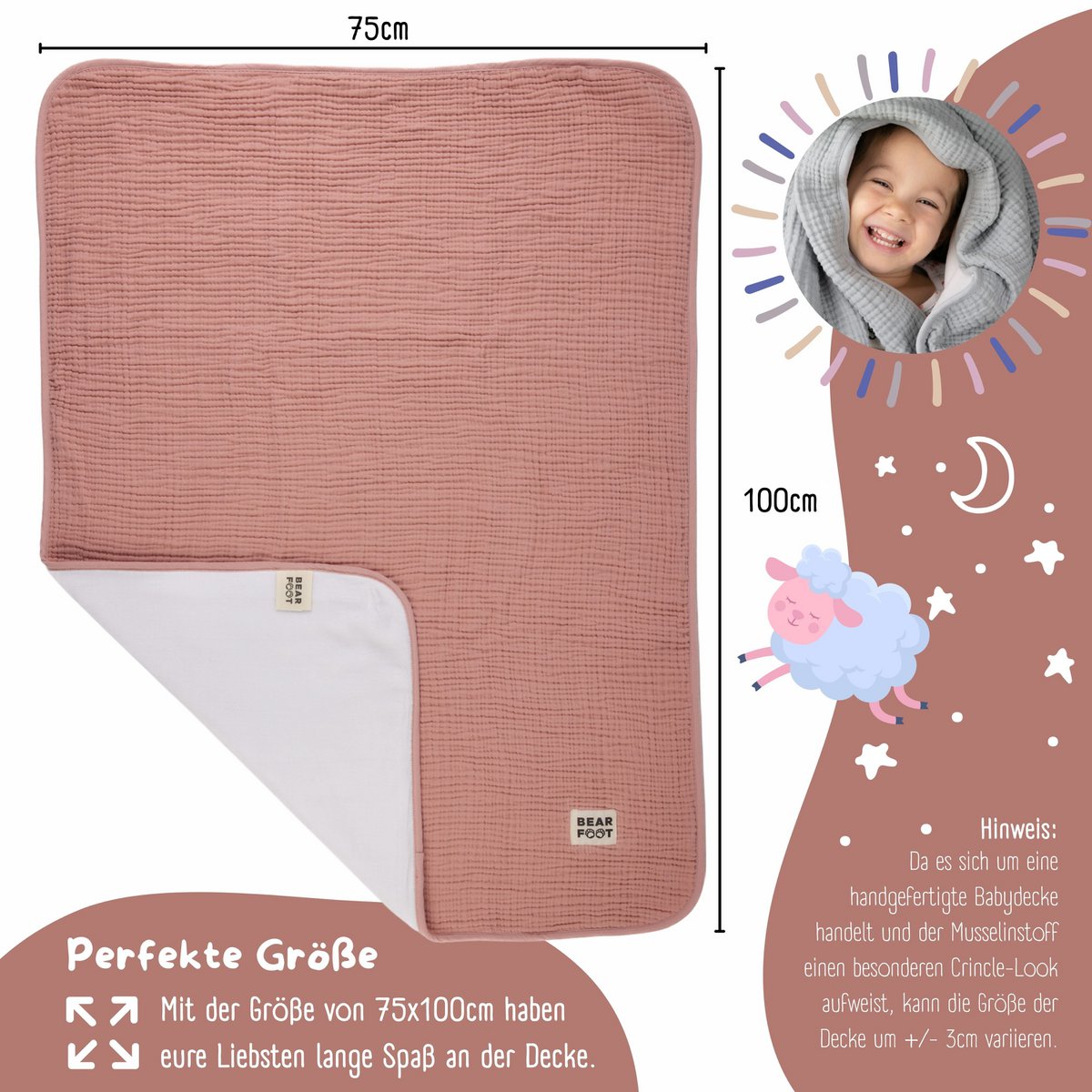 Babydeken mousseline fleece deken pluizig zacht - roze