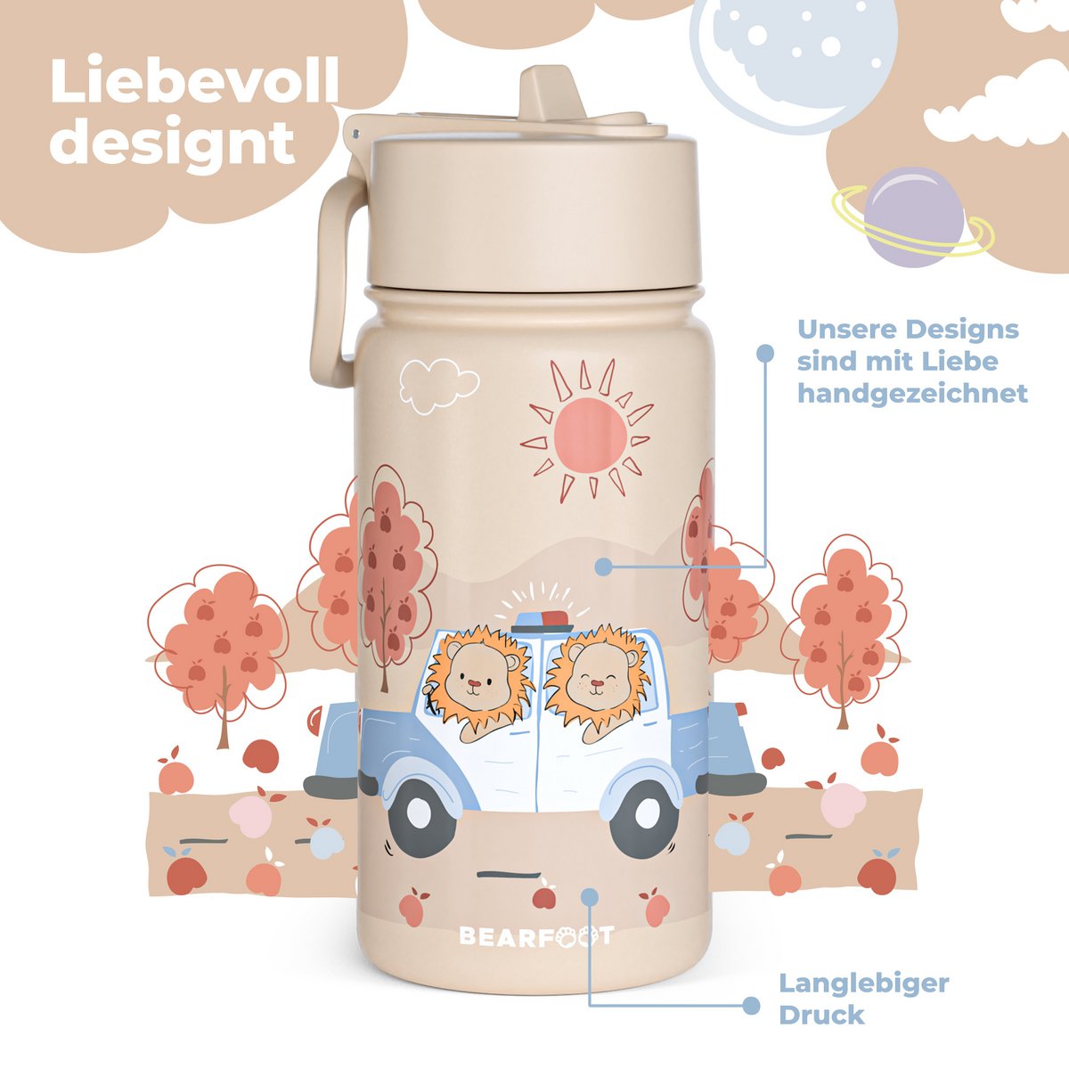 Thermo kinderdrinkfles RVS - politie bruin